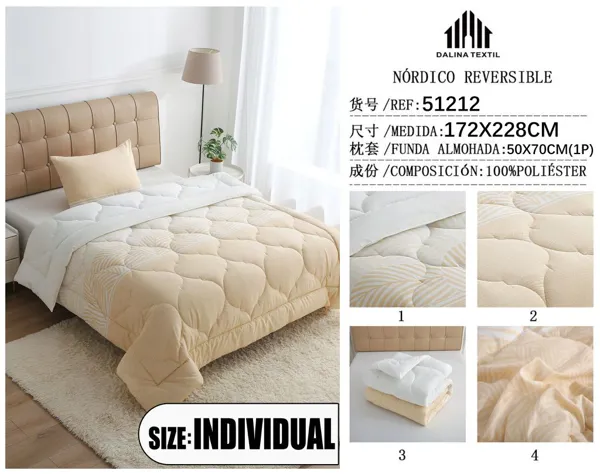 NORDICO REVERSIBLE C/FUNDA DE ALMOHADA ESTAMPADO 172X228CM/50X70*1