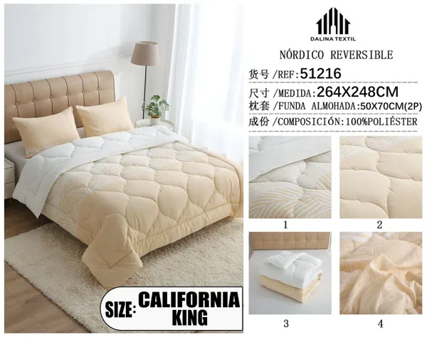 NORDICO REVERSIBLE C/FUNDA DE ALMOHADA ESTAMPADO 264X248CM/50X70*2