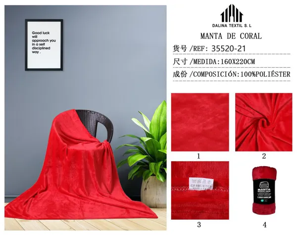 MANTA SEDALINA ROJO 160X220CM