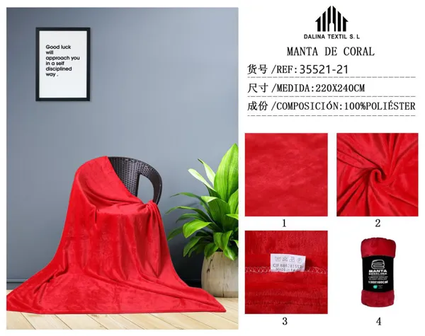MANTA SEDALINA ROJO 220X240CM