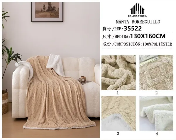 MANTA BORREGUILLO CAMEL 130X160CM