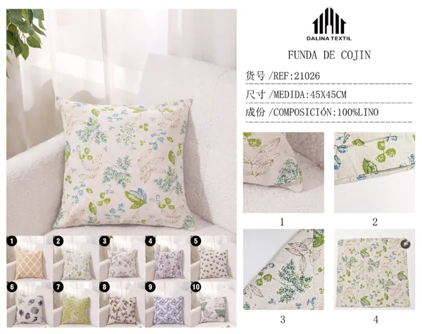 FUNDA DE COJIN LINO 10-ESTAMPADO 45X45CM