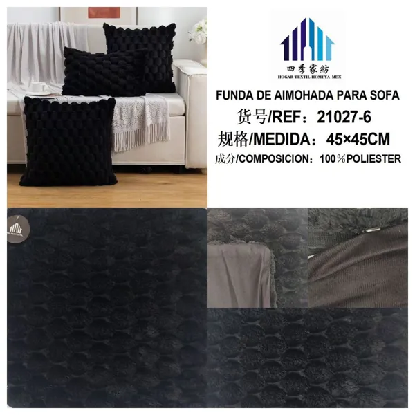 FUNDA DE COJIN NEGRO 45X45CM