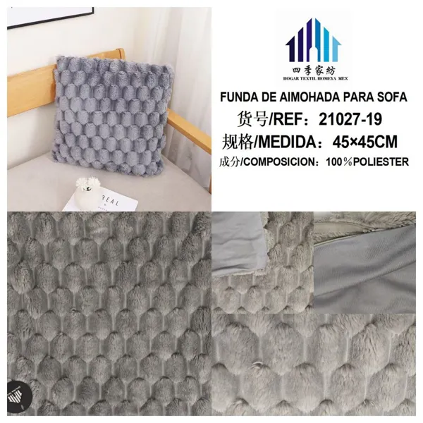 FUNDA DE COJIN GRIS CLARO 45X45CM