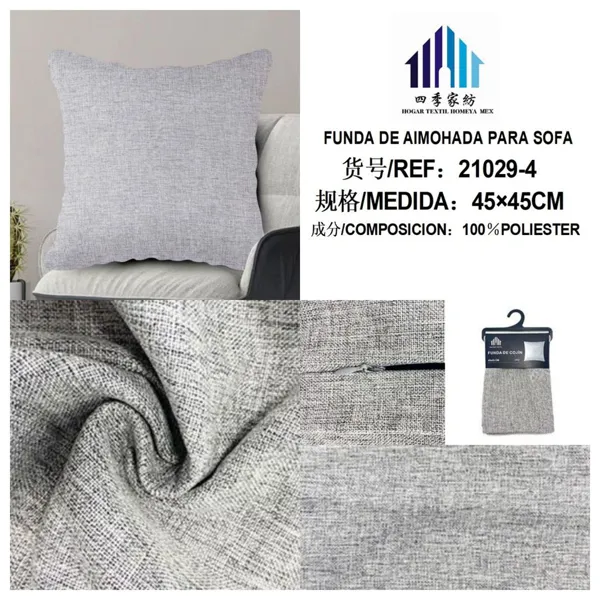 FUNDA DE COJIN LINO GRIS OSCURO 45X45CM