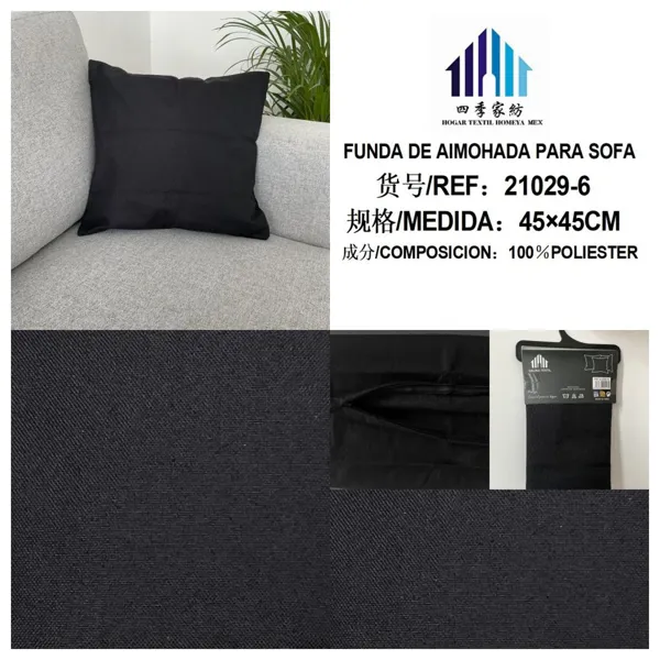 FUNDA DE COJIN LINO NEGRO 45X45CM