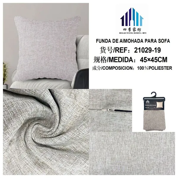 FUNDA DE COJIN LINO GRIS CLARO 45X45CM