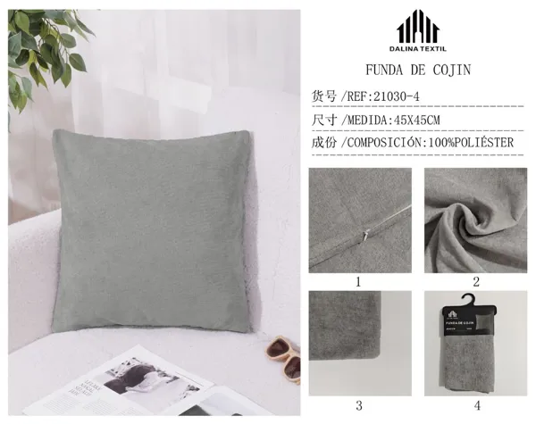 FUNDA DE COJIN CHENILLA GRIS OSCURO 45X45CM