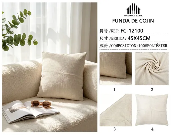 FUNDA DE COJIN LINO BEIGE 45X45CM