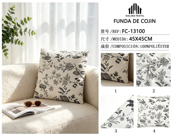 FUNDA DE COJIN LINO ESTAMPADO 45X45CM