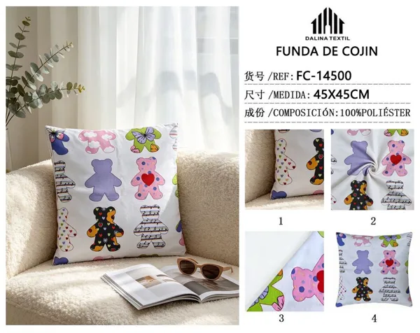 FUNDA DE COJIN LINO ESTAMPADO 45X45CM