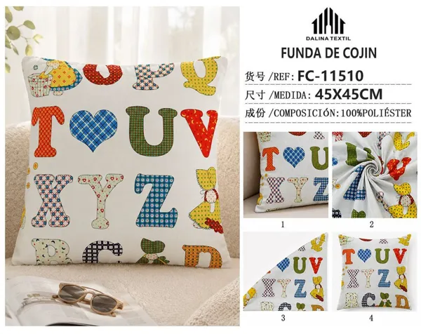 FUNDA DE COJIN LINO ESTAMPADO 45X45CM