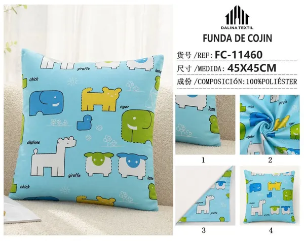 FUNDA DE COJIN LINO ESTAMPADO 45X45CM