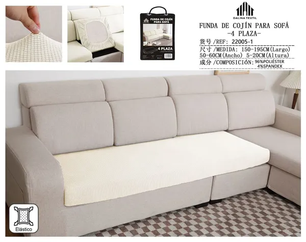 FUNDA DE COJIN PARA SOFA 4 PLAZA