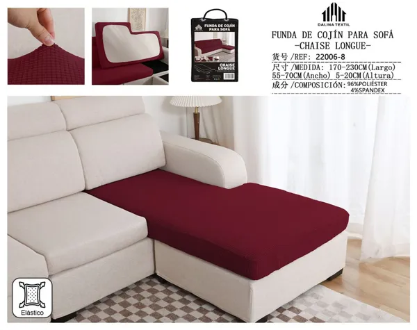 FUNDA DE COJIN PARA SOFA CHAISE LONGUE