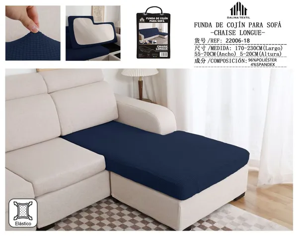 FUNDA DE COJIN PARA SOFA CHAISE LONGUE
