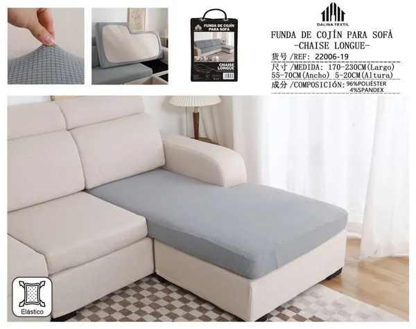 FUNDA DE COJIN PARA SOFA CHAISE LONGUE