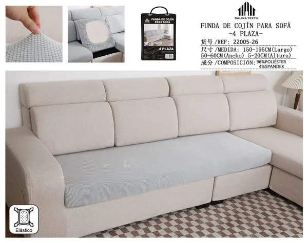 FUNDA DE COJIN PARA SOFA 4 PLAZA