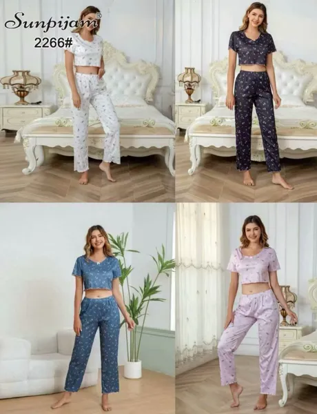 Conjunto de pijama para dama, 2 piezas, blusa manga corta y pantalón, estampado floral