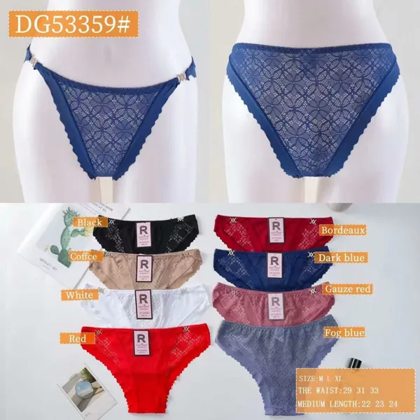 Calzón bikini de encaje floral para mujer, colores surtidos