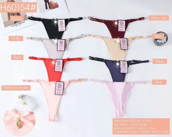 Tanga para dama de microfibra con moño decorativo, colores surtidos