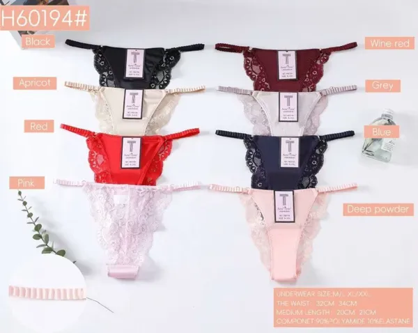 Calzón bikini para dama de microfibra con encaje lateral, colores surtidos