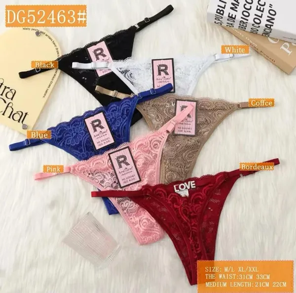 Tanga de encaje floral para dama, colores surtidos