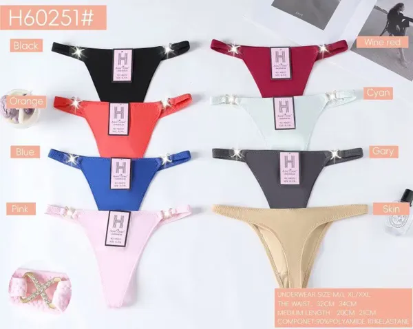 Tanga para dama de microfibra con brillantes, colores surtidos
