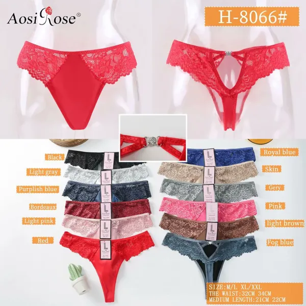 Tanga de encaje floral para mujer, colores surtidos