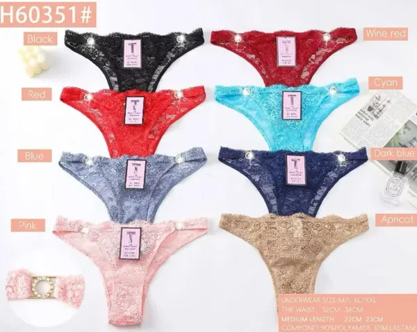 Calzón de encaje floral para dama, colores surtidos