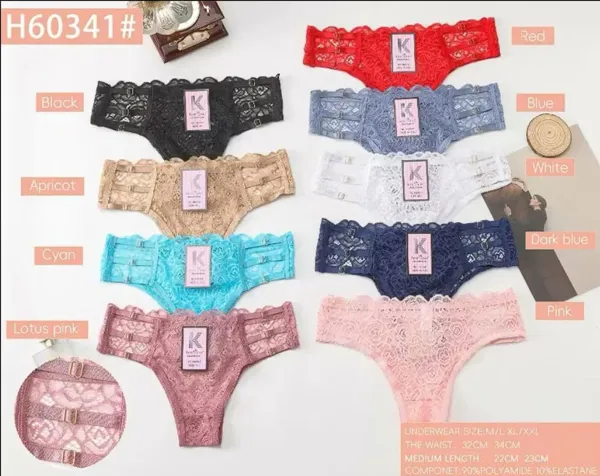 Calzón brasileño de encaje para mujer, colores surtidos