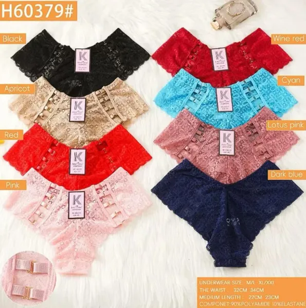 Calzón para dama de encaje con broche, colores surtidos