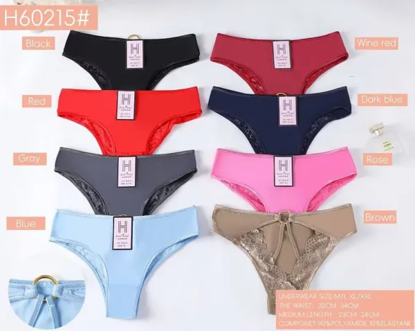 Calzón bikini para dama con encaje, colores surtidos