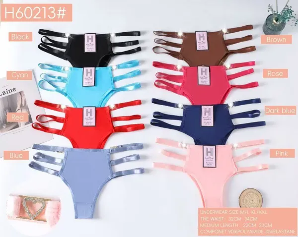 Calzón bikini para dama con tiras laterales, colores surtidos