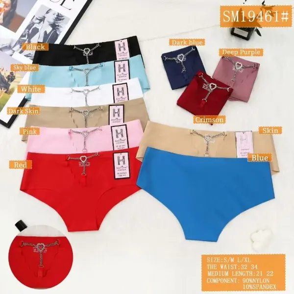 Calzón bikini sin costuras para dama con adorno de corazón, colores surtidos