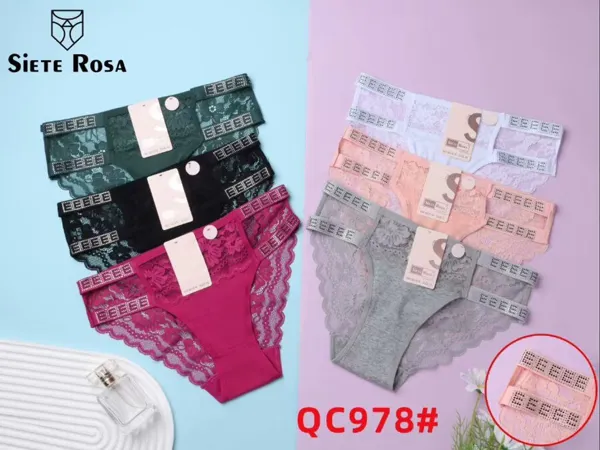 Calzón bikini de encaje para dama con pedrería, colores surtidos
