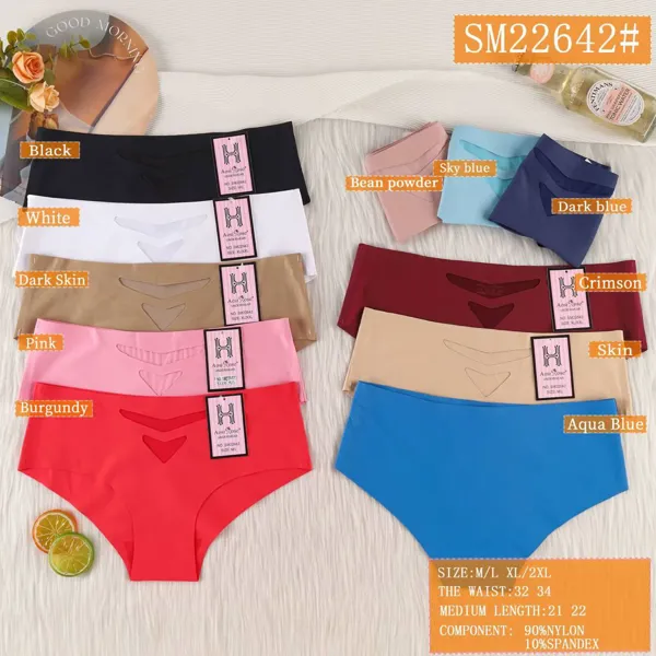 Calzón bikini sin costuras para dama con detalle en V, colores surtidos