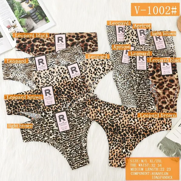 Tanga sin costuras estampado de leopardo para mujer