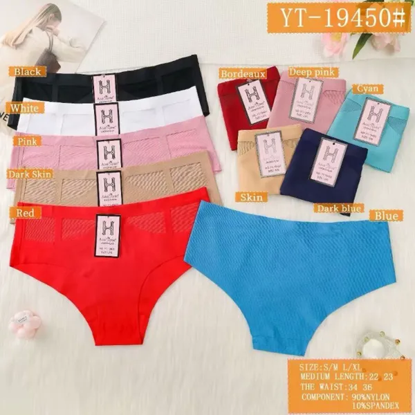 Calzón bikini sin costuras texturizado para mujer, colores surtidos