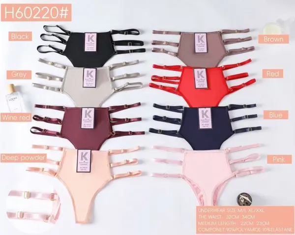 Tanga para dama con tiras laterales ajustables, colores surtidos