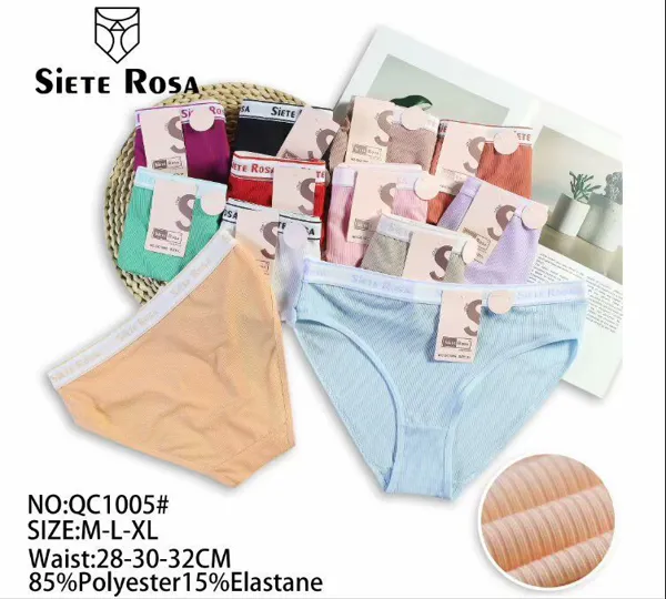 Calzón bikini para dama de microfibra acanalada, colores surtidos