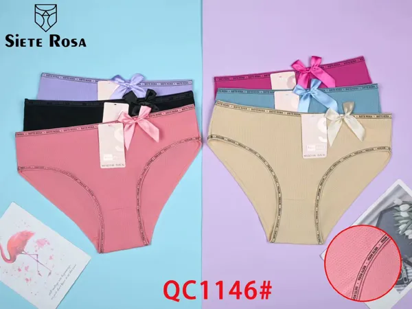 Calzón bikini para dama con moño decorativo, colores surtidos