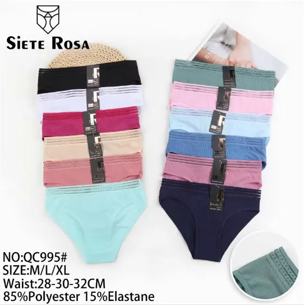 Calzón bikini acanalado para dama, colores surtidos