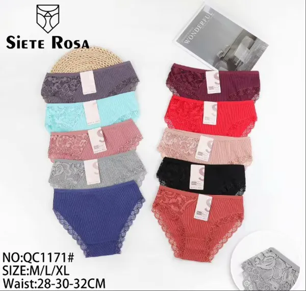 Calzón bikini de encaje para dama, colores surtidos