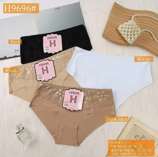 Calzón bikini sin costuras para dama con encaje en la cintura, colores surtidos