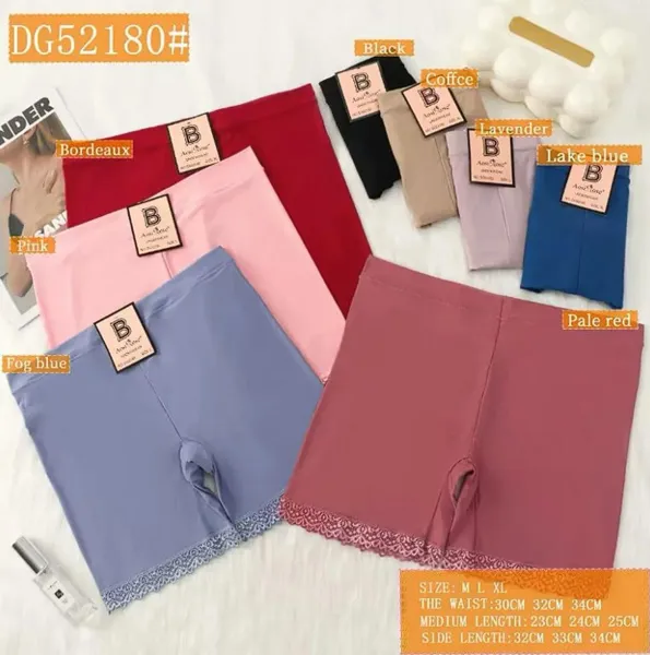 Short de seguridad para dama con orilla de encaje, colores surtidos