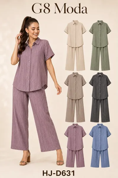 Conjunto de camisa y pantalón a rayas