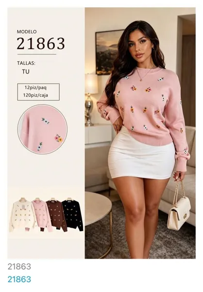 Suéter con estampado floral