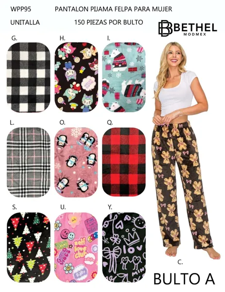 Pantalón de Pijama Felpa Para Mujer