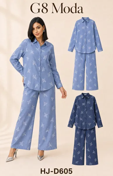Conjunto de camisa y pantalón con estampado de copos de nieve